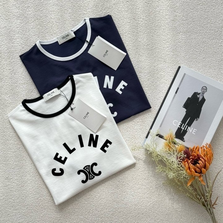 CELINE 셀린느 파리스 코튼 반팔 티셔츠