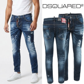 DSQUARED2 디스퀘어드2 포인트 앞지퍼 진청 슬림 일자진