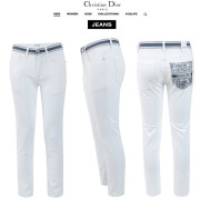 DIOR 디올 나염 화이트 슬림 일자진