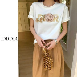 DIOR 디올 플라워 진주장식 티셔츠 2COLOR