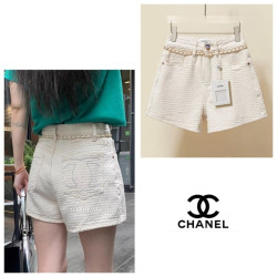 CHANEL 샤넬 더블 로고 하프 팬츠