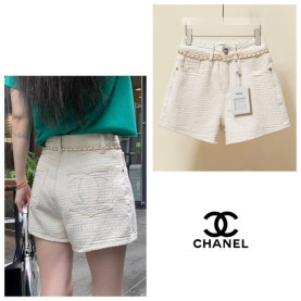 CHANEL 샤넬 더블 로고 하프 팬츠
