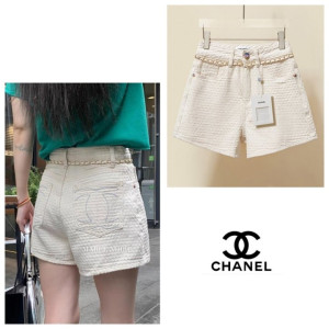 CHANEL 샤넬 더블 로고 하프 팬츠