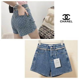 CHANEL 샤넬 더블 로고 하프 팬츠