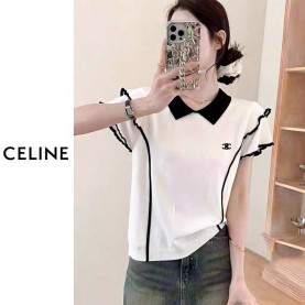CELINE 셀린느 라인 카라 배색 반팔니트 2COLOR