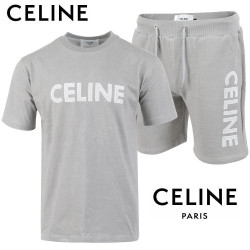 CELINE 셀린느 피그먼트 로고 나염 반팔 & 반바지 셋트