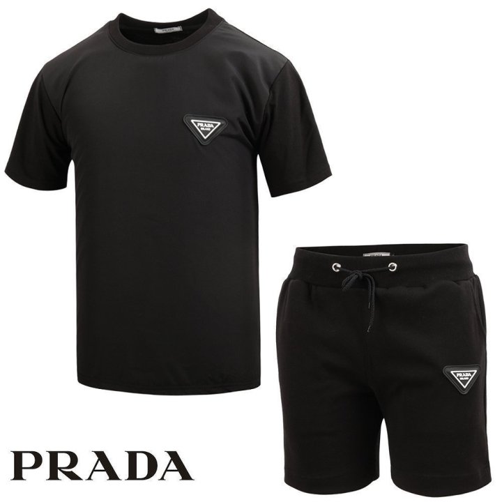 PRADA 프라다 우븐 빅패치 반팔 & 반바지 세트
