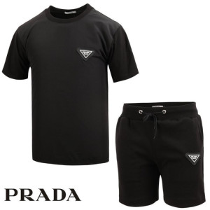 PRADA 프라다 우븐 빅패치 반팔 & 반바지 세트