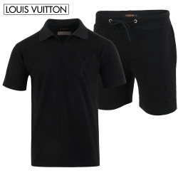 LOUIS VUITTON 루이비통 엠보 로고 오픈 카라 반팔 & 반바지 셋트
