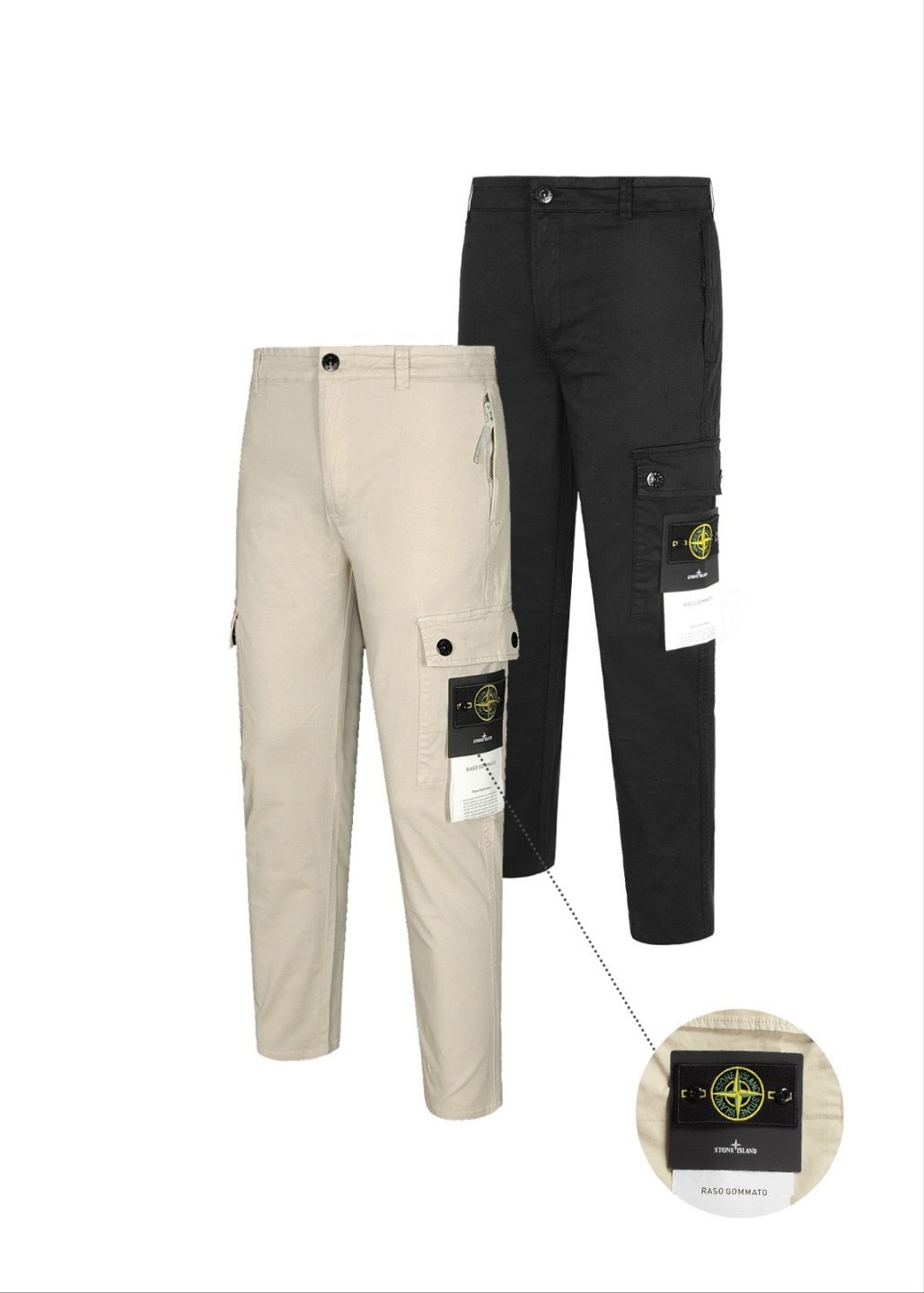 STONE ISLAND 스톤아일랜드 와펜패치 절개라인 가먼트다이드 카고팬츠 2COLOR