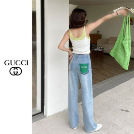 GUCCI 구찌 그린 섀도우 연청바지