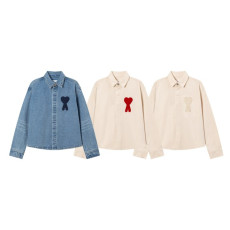 AMI 아미 여성 빅 하트 코튼 셔츠 자켓