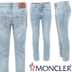MONCLER 몽클레어 삼선띠 패치 워싱 연청 슬림 일자진