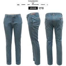 THOM BROWNE 톰브라운 스틸로고 장식 데님 슬랙스