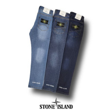 STONE ISLAND 스톤아일랜드 와팬 레더 패치 스톤워싱 데님 스판팬츠