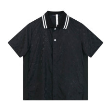 LOUIS VUITTON 루이비통 무아레 자카드 쇼트 슬리브 실크 셔츠