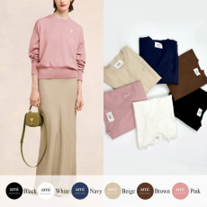 AMI 아미 드 꾀흐 까마이외 자수 크루넥 니트