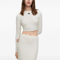 PRADA 프라다 세미크롭 골지 티셔츠 2COLOR