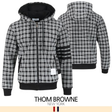 THOM BROWNE 톰브라운 블랙4바 하운드 체크 후드 집업