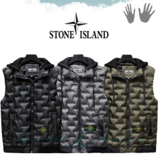 STONE ISLAND 스톤아일랜드 고주파 후드 패딩 베스트