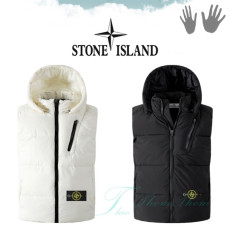 STONE ISLAND 스톤아일랜드 지퍼 후드 패딩 베스트