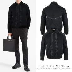 BOTTEGA VENETA 보테가베네타 레더 레이어드 스웨이드 블루종