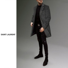 SAINT LAURENT 생로랑 베이직 다크 그레이 코트