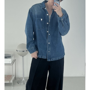 AMI 아미 플라크 데님 셔츠