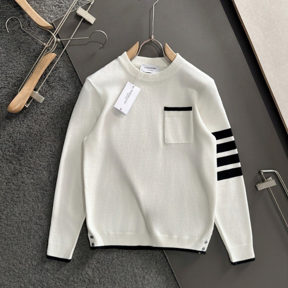 THOM BROWNE 톰브라운 밀라노 스티치 티핑 크루넥 니트 스웨터 2COLOR