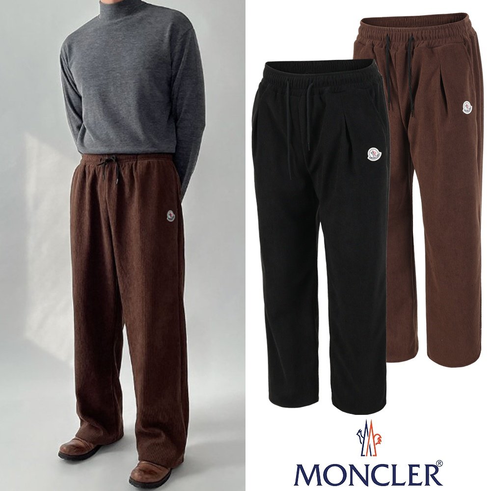 MONCLER 몽클레어 레터링 코듀로이 융기모 와이드 팬츠