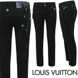 LOUIS VUITTON 루이비통 네온 멀티 자수 블랙 슬림 일자진