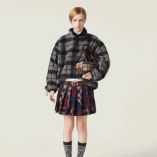 MIUMIU 미우미우 체크 플리스 집업 자켓