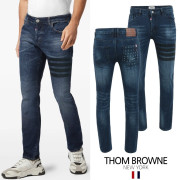 THOM BROWNE 톰브라운  블랙4바 도그 멀티그래픽 워싱 슬림진