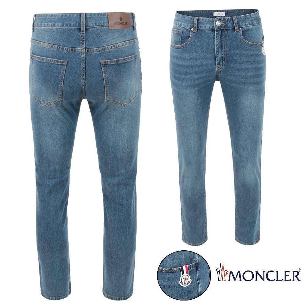 MONCLER 몽클레어 포켓 로고패치 삼선 워싱 슬림진