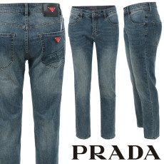 PRADA 프라다 레드 삼각로고 슬림 일자진