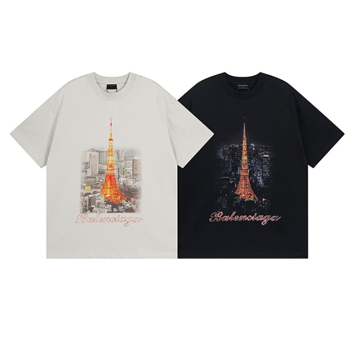 BALENCIAGA 발렌시아가 23133 긴자 로고 구제 워싱 반팔