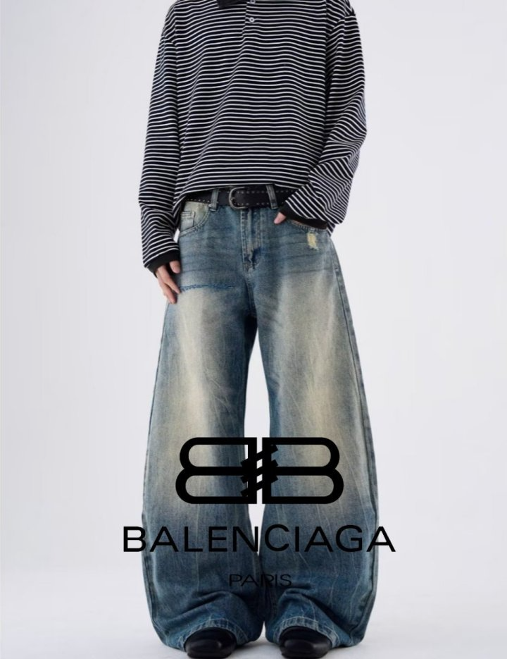 BALENCIAGA 발렌시아가 블루컷팅 팬츠