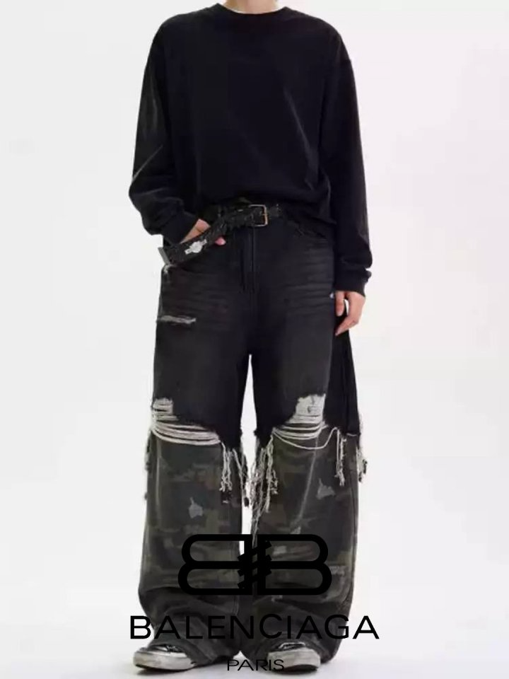 BALENCIAGA 발렌시아가 믹스 흑청 팬츠