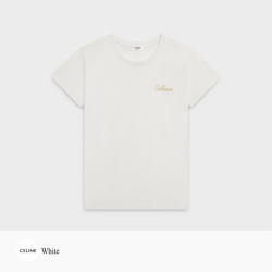 CELINE 셀린느 체인 스티치 골드 루렉스 자수 티셔츠