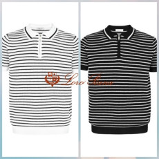 LOROPIANA 로로피아나 펀칭 반집업 스트라이프 카라