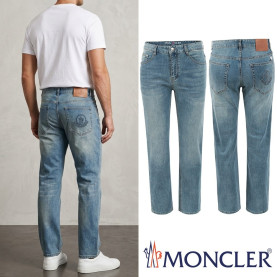 MONCLER 몽클레어 불박 로고 연청 스트레이트진