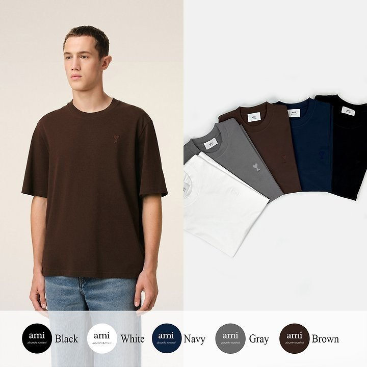 AMI 아미 드 꾀흐 까마이외 자수 반팔 티셔츠