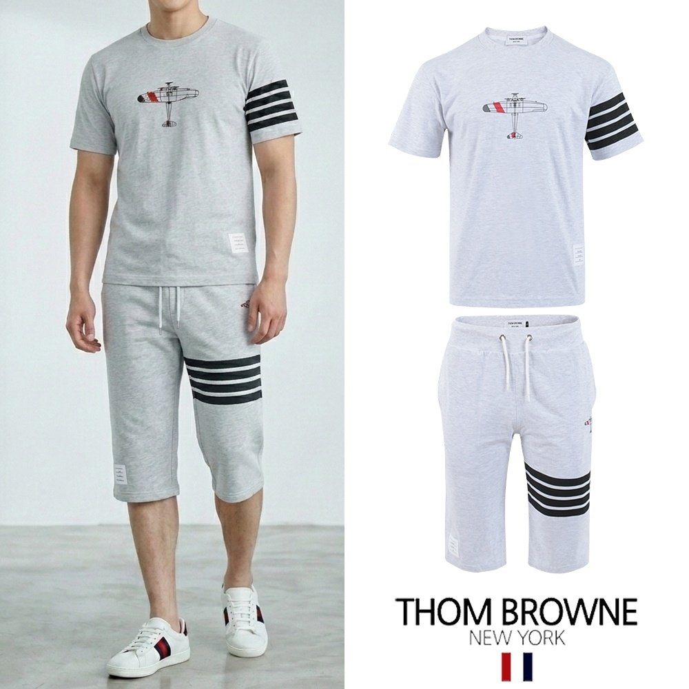 THOM BROWNE 톰브라운 4바 플레인 프린팅 7부 셋업