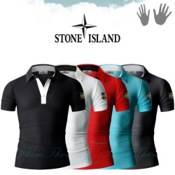 STONE ISLAND 스톤아일랜드 단추 배색 카라 반팔
