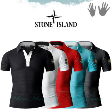 STONE ISLAND 스톤아일랜드 단추 배색 카라 반팔