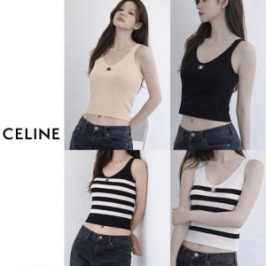 CELINE 셀린느 브이넥 민소매 니트나시