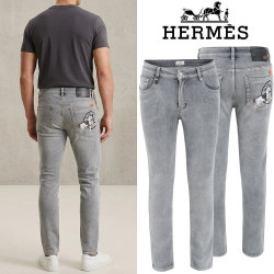HERMES 에르메스 H 마차 자수 슬림 일자진