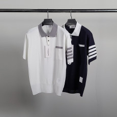 THOM BROWNE 톰브라운 사선완장 헥터  반팔 카라 니트