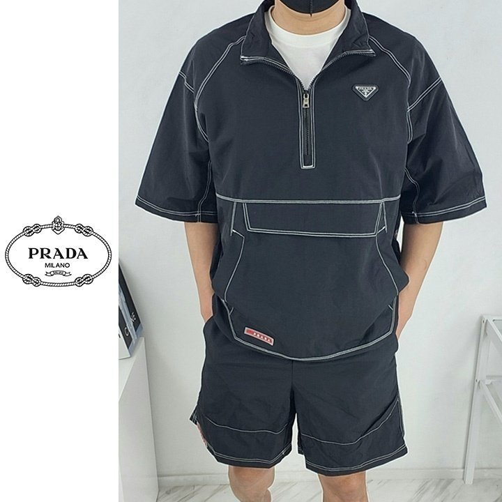 PRADA 프라다 삼각로고 리나일론 반팔 셔츠 셋업 2COLOR