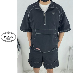 PRADA 프라다 삼각로고 리나일론 반팔 셔츠 셋업 2COLOR